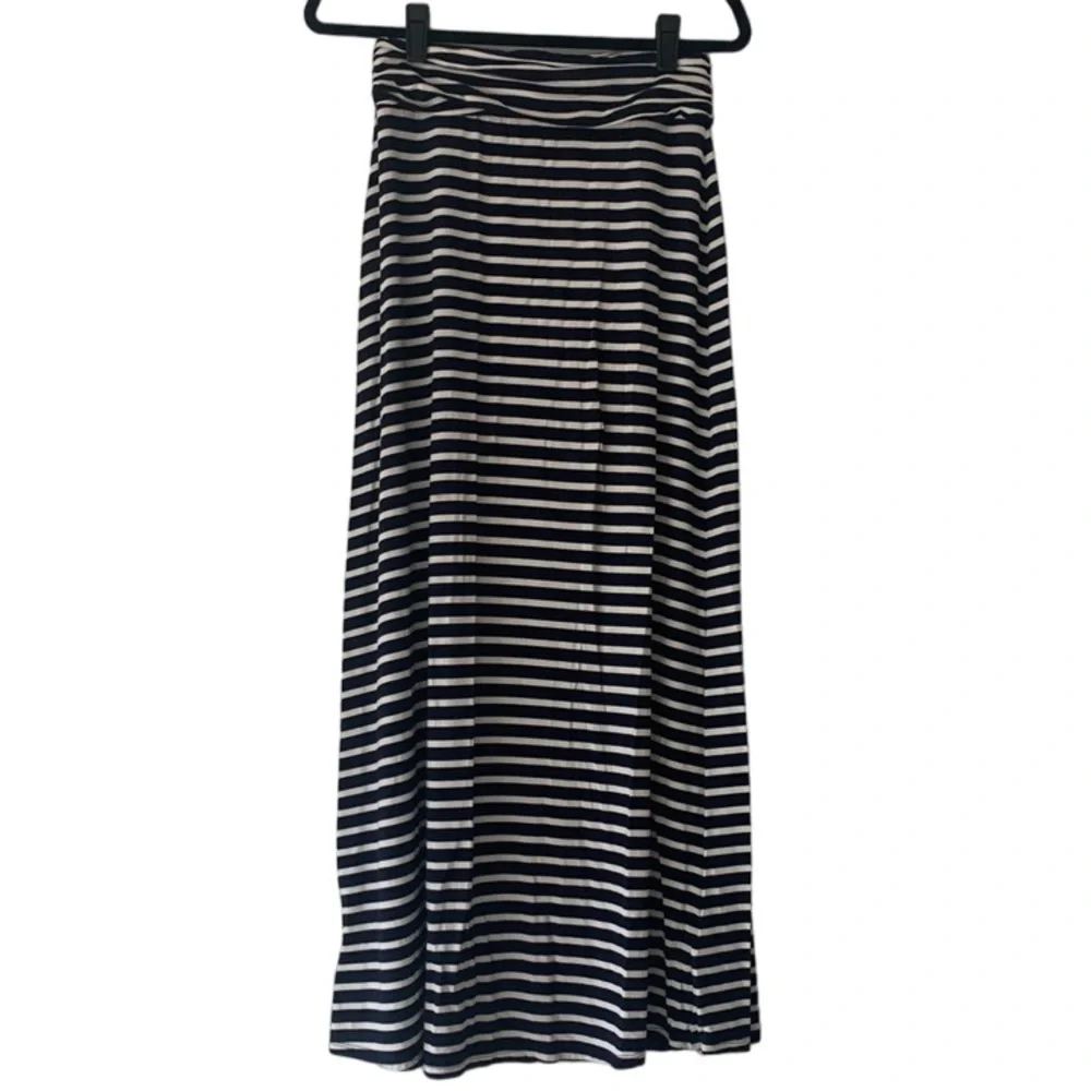 J. Crew dark blue and white striped maxi skirt